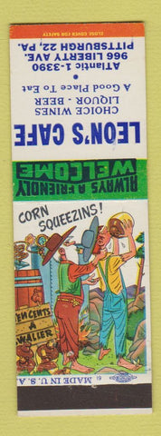 Matchbook Cover - Leon's Cafe Pittsburgh PA Hillbilly