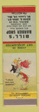 Matchbook Cover - Bill's Barber Shop St Louis MO #1 Hillbilly