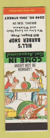 Matchbook Cover - Bill's Barber Shop St Louis MO #3 Hillbilly