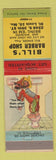 Matchbook Cover - Bill's Barber Shop St Louis MO #4 Hillbilly