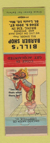 Matchbook Cover - Bill's Barber Shop St Louis MO #4 Hillbilly