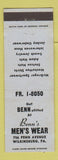 Matchbook Cover - Benn's Men's Clothes Wilkinsburg PA