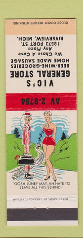 Matchbook Cover - Vic's General Store Riverview MI hillbilly