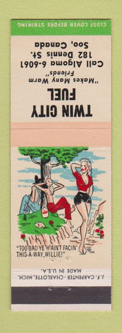 Matchbook Cover - Twin City Fuel oil gas Sault Ste Marie ON hillbilly