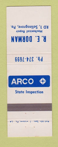 Matchbook Cover - Arco oil gas RE Dorman Selinsgrove PA