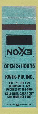 Matchbook Cover - Exxon oil gas Kwik Pik Burnsville WV
