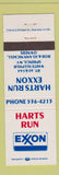 Matchbook Cover - Exxon oil gas Harts Run White Sulphur Springs WV