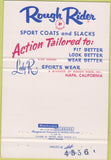 Matchbook Cover - Rough Rider men's suits Corning CA 40 Strike