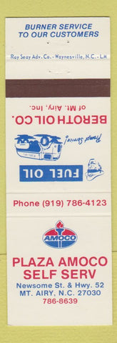 Matchbook Cover - Amoco oil gas Plaza Mount Airy NC Beroth