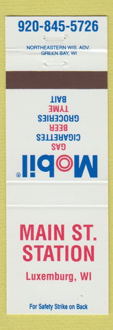 Matchbook Cover - Mobil oil gas Main St Station Luxemburg WI