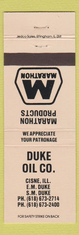 Matchbook Cover - Marathon oil gas Duke Oil Cisne IL