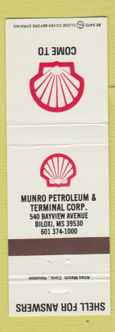 Matchbook Cover - Shell oil gas Munro Petroleum Biloxi MS
