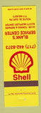 Matchbook Cover - Shell oil gas Blank's Gap PA