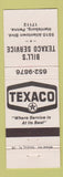 Matchbook Cover - Texaco oil gas Bill's Harrisburg PA