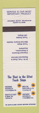 Matchbook Cover - Union 76 oil gas Ontario Santa Nella Redding CA North Bend WA
