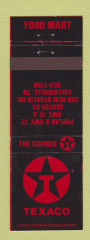 Matchbook Cover - Texaco oil gas Collierville TN