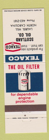 Matchbook Cover - Texaco oil gas Scotland Laurel Hill NC
