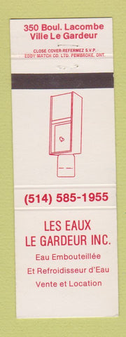 Matchbook Cover - Les Eaux Le Gardeur Ville Le Gardeur QC Water Cooler