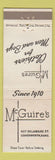 Matchbook Cover - McGuire's Men's Clothes Leavenworth KS