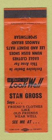 Matchbook Cover - Stan Gross Men's Clothes Muskegon MI WEAR