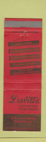 Matchbook Cover - Davitt's Men's Clothes Nashville TN