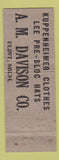 Matchbook Cover - AM Davison Clothes Flint MI WEAR