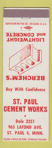 Matchbook Cover - St Paul Cement Works Concrete St Paul MN