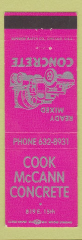 Matchbook Cover - Cook McCann Concrete Cheyenne WY