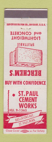 Matchbook Cover - St Paul Cement Works Concrete St Paul MN