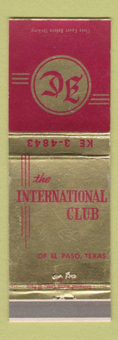 Matchbook Cover - International Club El Paso TX