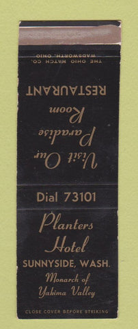 Matchbook Cover - Planters Hotel Sunnyside WA SAMPLE WEAR