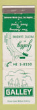 Matchbook Cover - Galley Restaurant Los Angeles CA WEAR
