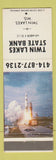 Matchbook Cover - Twin Lakes State Bank Twin Lakes WI