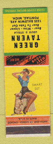 Matchbook Cover - Green Tavern Pontiac MI pinup