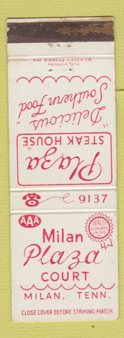 Matchbook Cover - Milan Plaza Court Milan TN Steak House