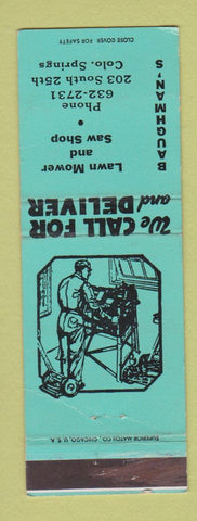 Matchbook Cover - Baughman's Lawn Mower Saw Shop Colorado Springs