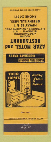 Matchbook Cover - Azar Motel Restaurant Greenville MS