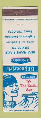 Matchbook Cover - BF Goodrich Tires Bear Fram Axle Englewood Colorado