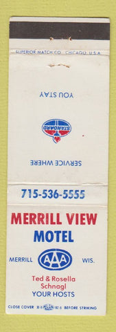 Matchbook Cover - Merrill View Motel Standard oil gas Merrill WI