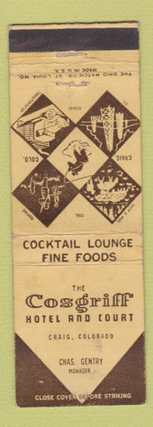 Matchbook Cover - Cosgriff Hotel Craig Colorado WEAR