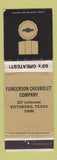Matchbook Cover - 1968 Chevrolet Furgerson Pittsburg TX WORN