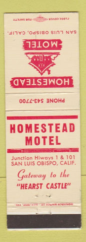 Matchbook Cover - Homestead Motel San Luis Obispo CA