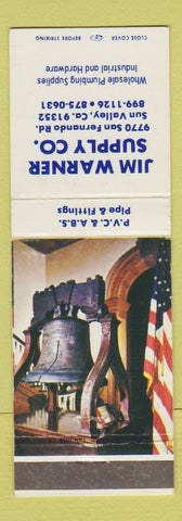 Matchbook Cover - Jim Warner Supply Pipe Fittings Sun Valley CA