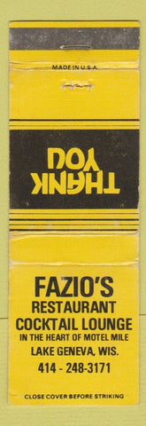 Matchbook Cover - Fazio's Restaurant Lake Geneva WI WEAR