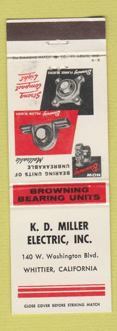 Matchbook Cover - Browning Bearing Units SK Miller Electric Whittier CA