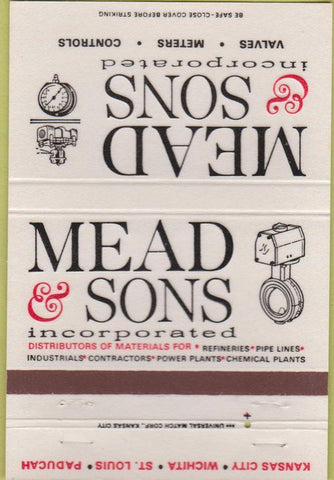 Matchbook Cover - Mead Sons Inc Valves Wichita Paducah  40 Strike