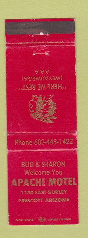 Matchbook Cover - Apache Motel Prescott AZ WEAR