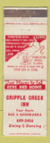 Matchbook Cover - Cripple Creek Inn Colorado WEAR