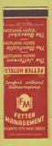 Matchbook Cover - Fetter Hotels Atlantic City NJ MISCUT