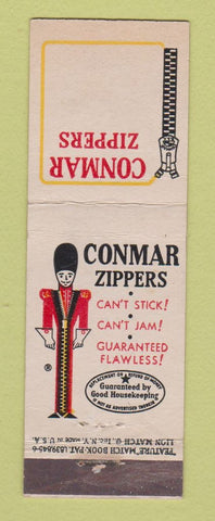 Matchbook Cover - Conmar Zippers feature Newark NJ